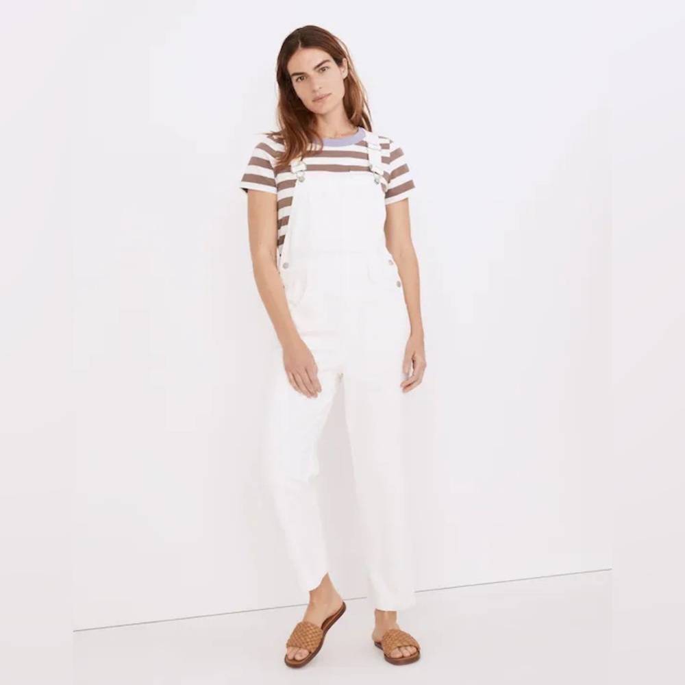 Madewell Women's Straight Leg Denim Overalls Tile White Jumpsuit